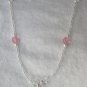 Vintage Cross Pendant Necklace, Pink Rhinestones, Matching Earrings, Set