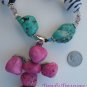 Magnetic Bail Cross Pendant, Easy Clip-on Necklace, Rare Hot Pink Chunks