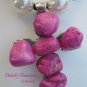 Magnetic Bail Cross Pendant, Easy Clip-on Necklace, Rare Hot Pink Chunks