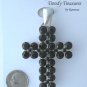 Magnetic Bail Cross Pendant, Easy Clip-on Necklace, Black Crystals