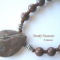 Mushroom Jasper Teardrop Pendant Necklace, Matching Earrings, Natural Polished Jasper
