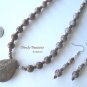 Mushroom Jasper Teardrop Pendant Necklace, Matching Earrings, Natural Polished Jasper