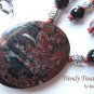 Rare Flame Jasper Oval Pendant Necklace, Matching Earrings, Red Color,Natural Polished Gemstones