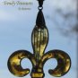 New Orleans Saints Fleur De Lis Glass Pendant Necklace,Artisan Crafted,Ramona Beasley