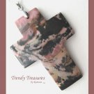 Rhodonite Cross Pendant,Polished Gemstone,Make Necklace,Texas