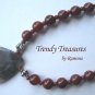 African Bloodstone Pendant Necklace, Matching Earrings, Red Color,Natural Polished Gemstones