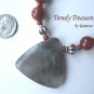 African Bloodstone Pendant Necklace, Matching Earrings, Red Color,Natural Polished Gemstones