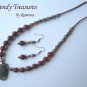 African Bloodstone Pendant Necklace, Matching Earrings, Red Color,Natural Polished Gemstones
