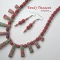 Red Multi-color Polished Gemstone Necklace, Free Earrings, Multi-size Spears