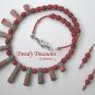 Red Multi-color Polished Gemstone Necklace, Free Earrings, Multi-size Spears