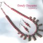 Red Multi-color Polished Gemstone Necklace, Free Earrings, Multi-size Spears