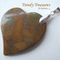 Bamboo Jasper Tilted Heart Pendant, Artisan Crafted, Make Necklace, Texas