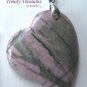 Rhodonite Tilted Heart Pendant, Artisan Crafted, Make Necklace, Texas