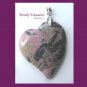 Rhodonite Tilted Heart Pendant, Artisan Crafted, Make Necklace, Texas