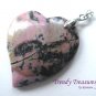 Rhodonite Tilted Heart Pendant, Artisan Crafted, Make Necklace, Texas