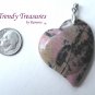 Rhodonite Tilted Heart Pendant, Artisan Crafted, Make Necklace, Texas