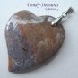 Ocean Jasper Tilted Heart Pendant, Artisan Crafted, Make Necklace, Texas