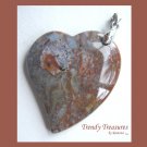 Ocean Jasper Tilted Heart Pendant, Artisan Crafted, Make Necklace, Texas