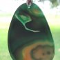 Green Onyx Agate Pendant,Polished Gemstone, Make Necklace, Texas