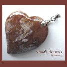 Ocean Jasper Tilted Heart Pendant, Artisan Crafted, Make Necklace, Texas