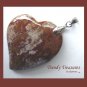 Ocean Jasper Tilted Heart Pendant, Artisan Crafted, Make Necklace, Texas