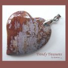 Ocean Jasper Tilted Heart Pendant, Artisan Crafted, Make Necklace, Texas