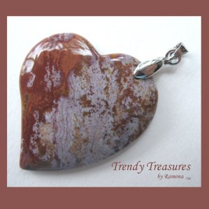Ocean Jasper Tilted Heart Pendant, Artisan Crafted, Make Necklace, Texas
