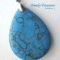 Blue Turquoise Teardrop Pendant, Artisan Crafted, Make Necklace, Texas