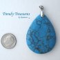 Blue Turquoise Teardrop Pendant, Artisan Crafted, Make Necklace, Texas