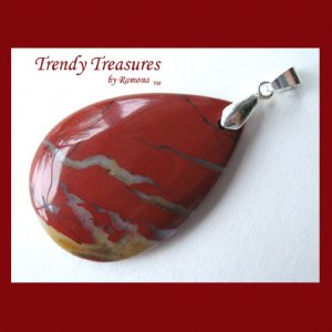 Flame Jasper Teardrop Pendant, Gemstone, #TrendyTreasuresByRamona