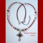 Vintage Cross Pendant Necklace, Red Rhinestones, Original Design, Ramona Beasley
