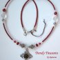 Vintage Cross Pendant Necklace, Red Rhinestones, Original Design, Ramona Beasley