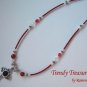 Vintage Cross Pendant Necklace, Red Rhinestones, Original Design, Ramona Beasley