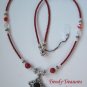 Vintage Cross Pendant Necklace, Red Rhinestones, Original Design, Ramona Beasley