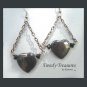 Hematite Heart on Chain Earrings, Original Design, Ramona Beasley