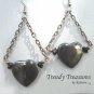 Hematite Heart on Chain Earrings, Original Design, Ramona Beasley