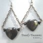 Hematite Heart on Chain Earrings, Original Design, Ramona Beasley