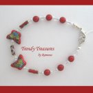 Cloisonne Bracelet, Red Butterflies, Vintage Crystals, Red Miracle Beads, Ramona Beasley