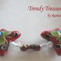 Cloisonne Bracelet, Red Butterflies, Vintage Crystals, Red Miracle Beads, Ramona Beasley