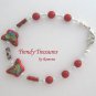 Cloisonne Bracelet, Red Butterflies, Vintage Crystals, Red Miracle Beads, Ramona Beasley