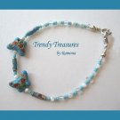Cloisonne Bracelet, Blue Butterflies, Vintage Crystals, Ramona Beasley