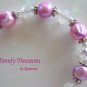 Pink Freshwater Pearls Bracelet, AB Crystal Rondelles, Stunning Bracelet, Ramona Beasley