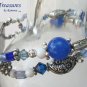 Blue & White Crystal Watchband, Interchangeable, Clips On, Ramona Beasley