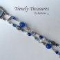 Blue & White Crystal Watchband, Interchangeable, Clips On, Ramona Beasley