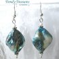 Turquoise Color Mother of Pearl Shell Earrings,Original Design,#TrendyTreasuresByRamona