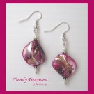 Hot Pink Color Mother of Pearl Shell Earrings,Original Design,#TrendyTreasuresByRamona