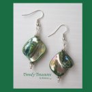 Green Color Mother of Pearl Shell Earrings, Original Design,#TrendyTreasuresByRamona
