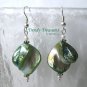 Green Color Mother of Pearl Shell Earrings, Original Design,#TrendyTreasuresByRamona