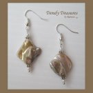 Ecru Color Mother of Pearl Shell Earrings, Original Design, #TrendyTreasuresByRamona