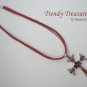 Red Rhinestone Cross Pendant Necklace, Red Rhinestones, Red Cords
